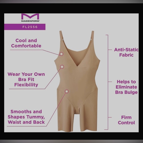 Maidenform womens Your Own Bra Singlet
FI2556 shapewear bodysuit open bust Black - Picture 4 of 10